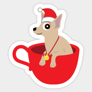 Cute Christmas Teacup Chihuahua Sticker